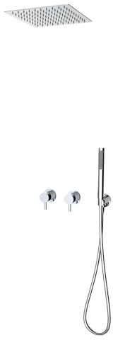 BiaoTeng Duschset Unterputz Decke Kopfbrause Regendusche Set Warm und Kalt Messing überkopfbrause Set Chrom