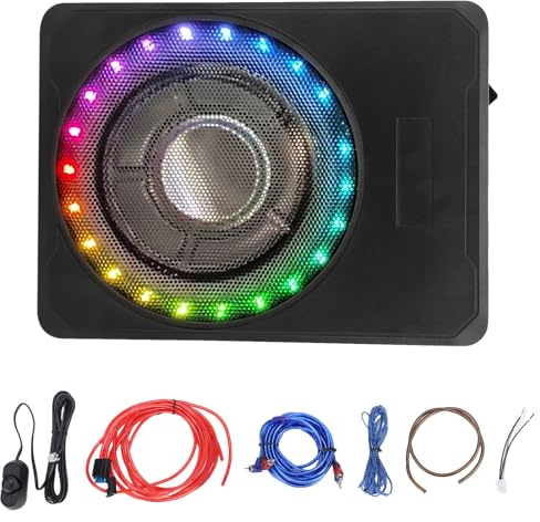 Taruor Subwoofer 10 Sotto il Sedile Dell'auto con Amplificatore Integrato, Audio Dettagliato per/camion/barca, Facile Installare, Kit di Cablaggio Incluso
