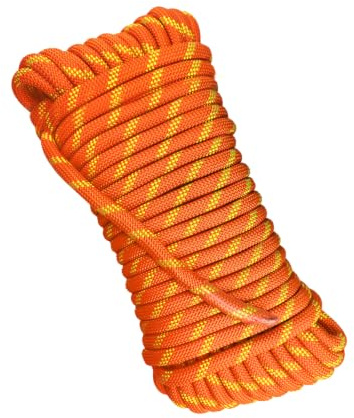 HUYEZybflt 10mm 30m Corde Statique certifiée UIAA Sauvetage Alpinisme | Nylon haute résistance anti-abrasion, adapté à l'escalade, expéditions et tous travaux extérieurs, orange réfléchissant