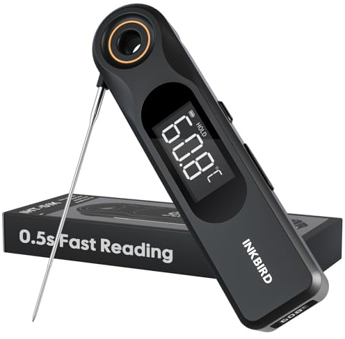 INKBIRD Dual-Display Instant Read Meat Thermometer, Digital Food Thermometer with Two Screens, 0.5s Faster Response Food Probe with Backlight, Cooking Thermometer for Kitchen BBQ Grill IHT-51K