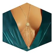 14K Gold Plated Body Chains for Women, Sexy Layered Belly Waist Chain Crossover Bikini Bra Chain, Summer Beach Rhinestone Body Jewelry(Eye1)