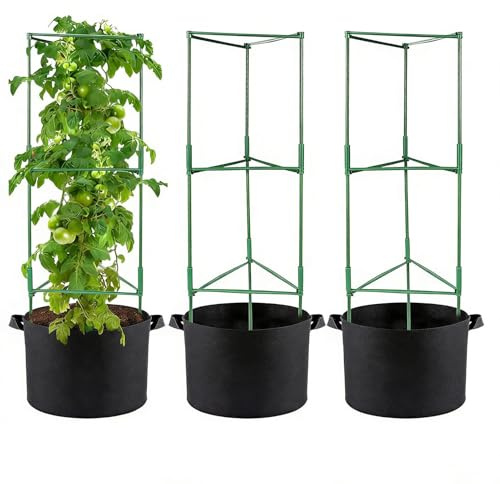 Hjatirace Enrejado de tomate, enrejado de soporte para plantas de jardín con bolsas de cultivo, jaulas ajustables de pepino, frijoles, fruta, vid, hogar, interior, exterior, balcón, terraza