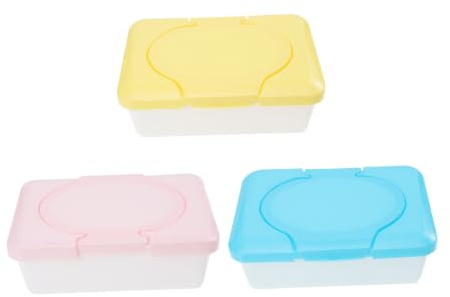 HAPINARY 3 Tragbare Feuchttuchspender aus Langlebigem Kunststoff mit Deckel Kompakte Feuchttücherbox für Unterwegs und Zuhause Zufällige Farbe
