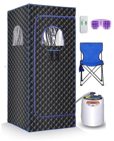 BJdfgE Caja de Sauna portátil, Tienda Vapor for SPA doméstico, Personal for el hogar, Cuerpo Completo con vaporizador 3L 1100w, Silla, masajeador pies