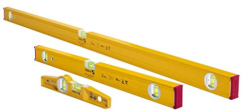 STABILA 29824 Type 80 AS-2 Spirit Levels Pro Set 24/48 and Type 81 SM 10 Die Cast Magnetic Torpedo, Slim, Stable and Handy Profile For Any Measuring Task,Yellow