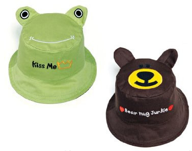 Luvali Kinder Hut UV Wende Sonnenhut Frosch-Bär, Green/Brown, S