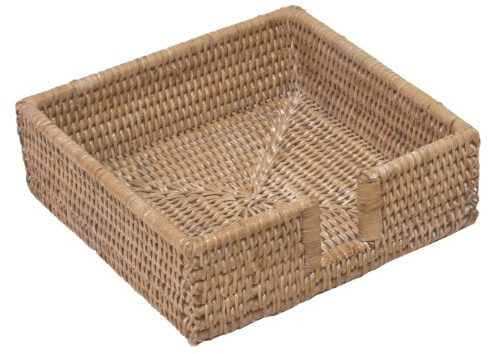 Caspari HL01W Halter Whitewash für Lunch-Servietten, Rattan und Korb, weiß, 33 x 33cm