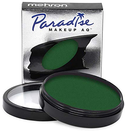 Mehron Paradise Make-up AQ Pro Size | Perfekt für Bühnen- und Bildschirmvorführungen, Spezialeffekte, Cosplay und Halloween | Wasseraktiviertes Gesichts- und Körperfarben 40 g Dark Green