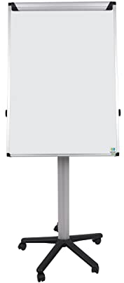 Bi-Office Earth mobiles Flipchart, 70 x 100 cm, lackierte, trocken abwischbare Stahloberfläche, magnethaftend, Aluminiumrahmen, Schwarz