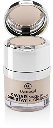 Dermacol 2-in-1 Long-Stay-Foundation & Concealer mit Kaviar - Langanhaltende, hypoallergene, nicht-ölige Korrektur von Pigmentflecken - Feuchtigkeitsspendend, deckend, & matt - Fair