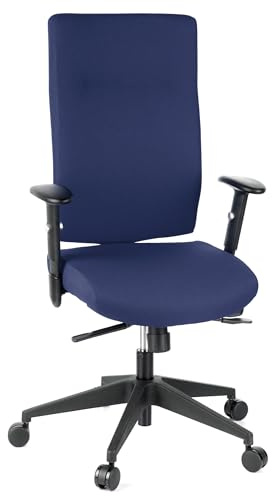 hjh OFFICE 608510 Proffs kontorsstol PRO-TEC 300 - Mörkblå, Profsskontorsstol för det aktiva kontoret, Mycket slitstark tygklädsel, Relax-synkrongunga