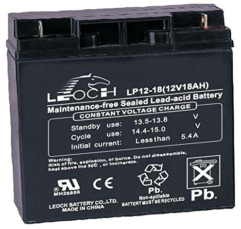 Leoch Batteria, Piombo, Agm, 12 V 18 Ah Compatibile con Fiamm: FG21803 con Yuasa: NP17-12