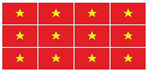 Mini Sticker Pack smooth - 50x31mm - Self-Stick - Vietnam - Self-Adhesive - Flag Decals - for Car, Office and Home - 12 pieces