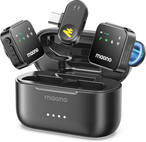 MAONO microfono inalámbrico USB-C para iPhone 17/16/15 y Smartphone Android, Wave T1 Plus
