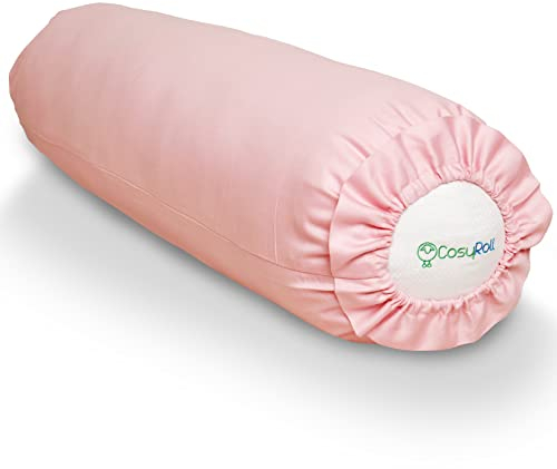 Original CosyRoll® Seitenschläferkissen & Kuschelkissen | Besser schlafen Kissen | 100% Baumwolle & Füllung aus Mikrofasern | 90cm x 30cm | Kissen mit Bezug Peony (Farbe: Pink)