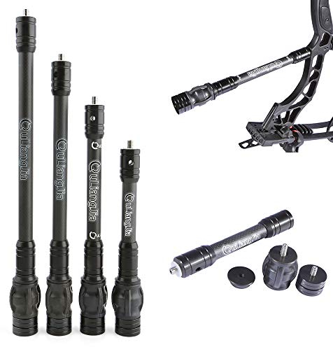 AMEYXGS Bogenschießen Bogen Stabilisator Balance Bar 6” 8” 10” 12” Kohlefaser Rod Dämpfer Stoßdämpfer für Compoundbogen (Schwarz, 6)