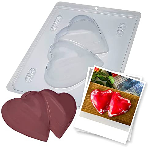 BWB 842 Moule Spécial 3 parties Double Coeur Forme avec Silicone pour Chocolat Chaud 1 Cavités 119-250g Plastique PET Tridimensionnel Accessoires et ustensiles de pâtisserie