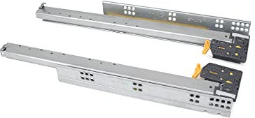 Emuca - Guide Silver ad estrazione totale con chiusura soft e aggancio, 490, Zincato bianco, Acciaio