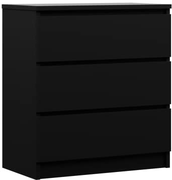 Kommode mit 3 Schubladen, Farbe: Schwarz Matt, H: 79 cm, B: 70 cm, T: 39 cm
