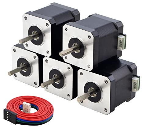 STEPPERONLINE Nema 17 Schrittmotor 2A 55Ncm 1,8 Grad 1 Meter Kabel, 5 Pack | für 3D-Drucker, E Series