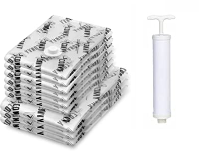 4CONVY Sacchi sottovuoto per piumoni vestiti coperte e biancheria da letto – 10 Pezzi buste sottovuoto - Sacchetti sottovuoto riutilizzabili - Sacco sottovuoto spesso di alta qualità