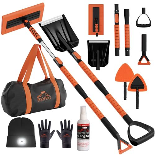 RoofPax 55 Ice Scrapers for Car Windshield and 270° Pivoting Non-Scratch Snow Brush Winter Car Kit with Snow Shovel Snow Brush for Cars and Snow Scraper with Extendable Snow Shovel for Car