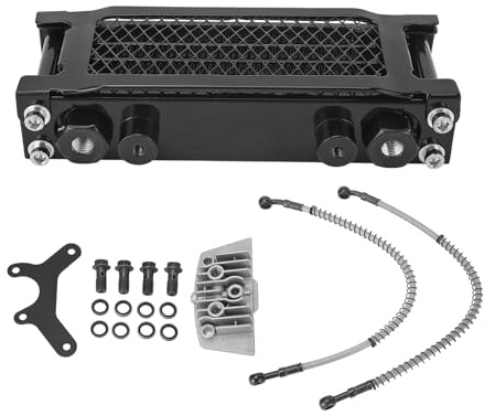 Kit Radiatore Olio Motore Moto a 4 File, Struttura in Alluminio con Prestazioni di Raffreddamento Efficienti per Monkey 125 50cc a 150cc Dirt Pit Bike (BLACK)