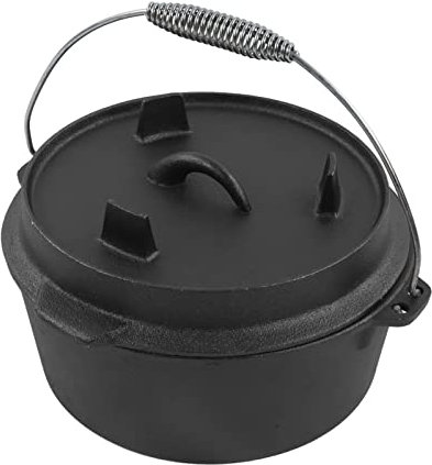 Four Hollandais d'extérieur, Encoche de Thermomètre à Revêtement Antiadhésif, Fonte Durable, Idéal pour le Camping, la Cuisine et les Aventures en Plein Air (25CM)
