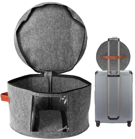 Kasmole Hut-Aufbewahrungsbox, Hut-Organizer-Box | Runde Faltbare Hutschachtel mit Reißverschlüssen | Aufbewahrungsbehälter mit Griff, tragbarer Hutbehälter für Schals, Handtücher, Laken, Handschuhe