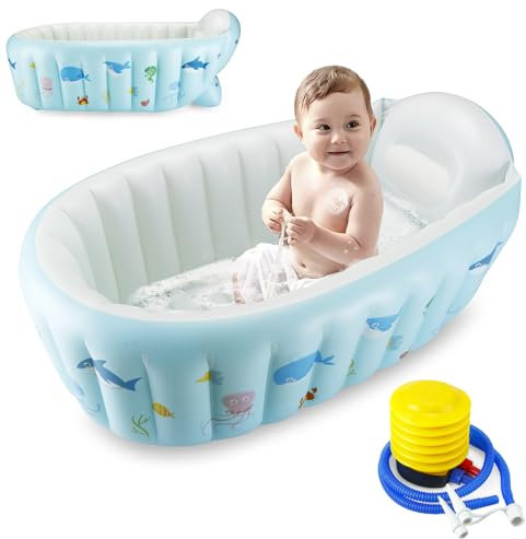 PandaEar Bañera inflable portátil para bebé con bomba de aire