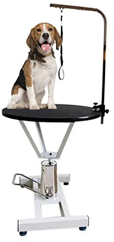 KJZQXYX Hundepflegetisch für kleine/große Hunde, hydraulisch anhebbarer Pflegetisch, tragbarer Pflegetisch mit Armschlinge (Round)