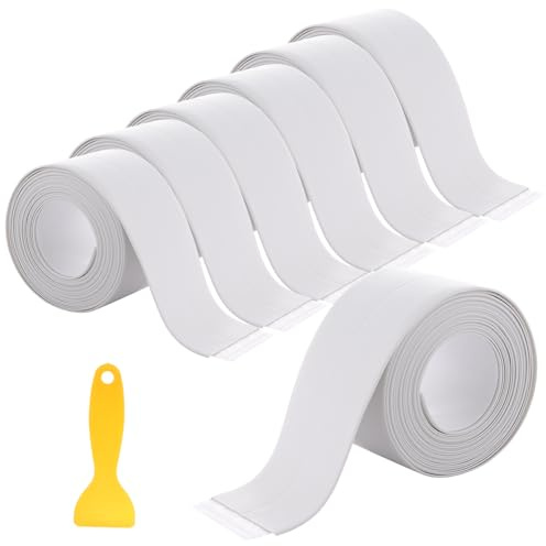ASelected 6 Roll Bath Sealant Strip Self Adhesive 23.6Ft Bathroom Sealant White Waterproof, Caulk Strip Sealant Tape for Kitchen, Bathroom, Toilet, Wall Corner with Sealing Tool(3.2M x 3.8CM)