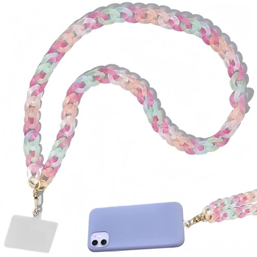 ZKGYUS 1 Pezzi Colore Catena per Cellulare, Cordino per Cellulare da Collo, Cordino Cellulare, Ciondolo per Cellulare, Tracolla per Cellulare con Inserti, Adatta Alla Maggior Parte Degli Smartphone