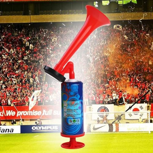 Loud Sound Noise Maker Hand Held Air Horn Safety Horn for Sports Events Car Boat Camping, Football Fan Horns, Super Blast Hand Pump AirHorn Bicycle Signal Trumpet One Size (Air Horn Red)