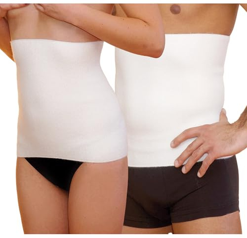 Leedya Bauchband aus 65% Wolle, wärmend, stützend, für Damen und Herren, warme Lendenwirbelstütze, Rückenstütze, Schutz und Unterstützung – Bauch für Männer und Frauen, orthopädisch, Unisex (Weiß, L)