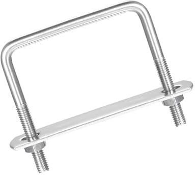 MACHSWON Lot de 2 boulons en U carrés M6 en acier inoxydable 304 60 mm de largeur intérieure 60 mm de long avec écrous et plaque de cadre pour automobiles, bateaux, remorques
