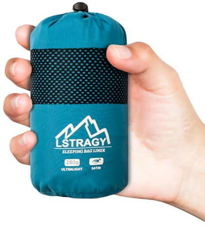LSTRAGY Sacco Lenzuolo da Viaggio in Tessuto Satinato - Ultra Sacco Lenzuolo per Sacco a Pelo- XL 220x90cm,Morbido e Leggero,Ideale per Campeggio,Hotel