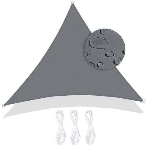 Vela ombreggiante Impermeabile 3x3x3m Tenda a Vela Triangolare,Tenda da Sole per Esterno Protezione Raggi UV per Giardino Esterno terrazza, Grigio