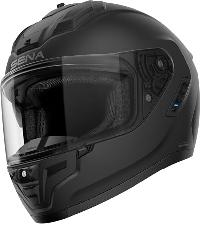 Sena Phantom Integralhelm mit integrierter Kommunikation, LED-Beleuchtung und 2. Generation Sound by Harman Kardon (Mattschwarz, XXL)