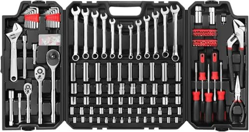 Herramientas De Mano Juego de Herramientas mecánicas de 248 Piezas, Llaves y Dados Mixtos de Uso General, Juego de Herramientas manuales, Kit de Herramientas de reparación Llave de Vaso