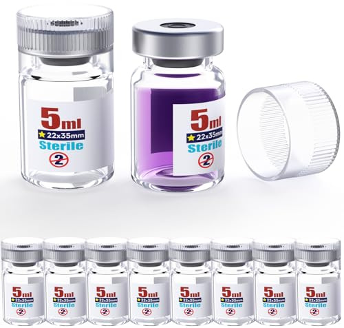Biomed Solutions Sterile Empty Vial with Reusable Plastic Cap, Ready to Fill Glass Containers, Sealed Liquid Injection Bottle with Injection Port