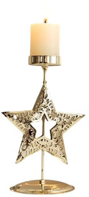 Einzigartiger goldfarbener Kerzenhalter aus Gusseisen, 12,7 x 12,7 x 17 cm, Innendekoration, Kandelaber für Stabkerzen, Tafelaufsatz, Tischdekoration, Frühlingsdekoration