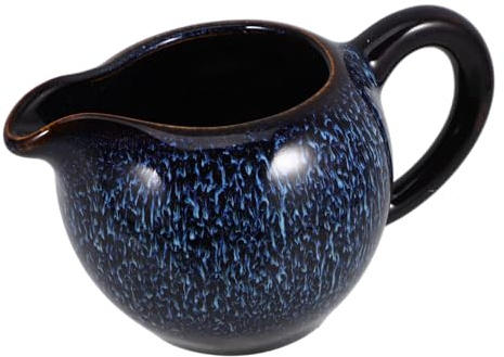 FUNNETOYU Keramik Soßengießer mit Griff Kleines Sahnekännchen aus Blauem Keramik Material Multifunktional und Leicht zu Reinigen für Kaffee Riegel und Travel Einsätze