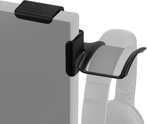 GEEKRIA Support de casque à clipser pour moniteur, support d'écran pour casque de jeu, compatible avec les casques Sennheiser, Bose, Beats, Razer, HyperX, Sony (noir)