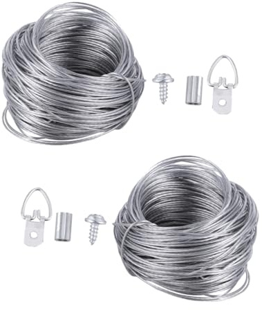 DIYEAH 2sets Picture Frame Hanging Wire Rope Hook Includes Photo Frame Hanging Hooks Screws for Easy Installation for Wall Art Display