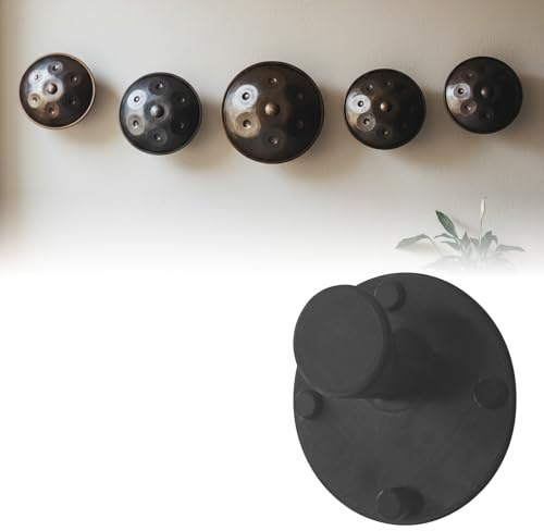 Handpan Wandhalterung, Handpan-Drum Instrument Aufhänger mit Gummi-Puffern, Zungentrommel Wandhalterung für Hand Pan Spieler (Schwarz)