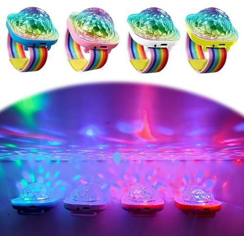 XUXLEKK 4 Pack Discokugel Armband Partylicht, Musikgesteuert Disco Ball Licht, USB Wiederaufladbar mit Saugnapf, Mini Discokugel Licht für Kind Party Auto Tanzen DJ Club