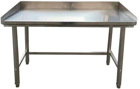 Banco da lavoro in acciaio inox di grado commerciale con schienale, tavolo multifunzionale per la preparazione della cucina, tagliere in metallo ispessito, 60 x 40 x 80 cm, ideale per ristoranti e