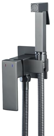 FQYEP Doccetta Bidet per Wc con Miscelatore Grigio Acqua Calda E Fredda Kit Doccetta per Wc,Tubo in Acciaio Inossidabile