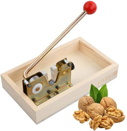 Heavy Duty Nut Cracker for All Nuts Manual Nutcracker with Wooden Base, Effort Saving Nut Breaking Machine for Easy & Clean Opening Pecans Almonds Hazelnuts Brazil Nuts Macadamia Chestnut Black Walnut